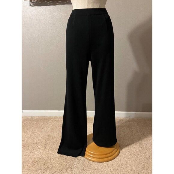 Misook Pants Petite Large L P PL Black Flat Front Pull On Classic Washable $278 - Picture 3 of 8